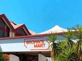 Front of the venue showing the Brown's Mart sign