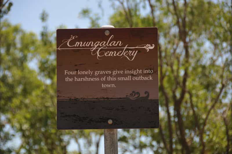 Identification signage along the bike path to the east of the cemetery site.