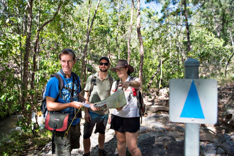 Walkers finding their way along paths in Litchfield National Park.