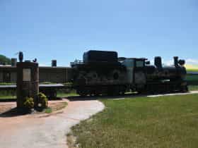 Steam traine & bioler with commemorative plaque