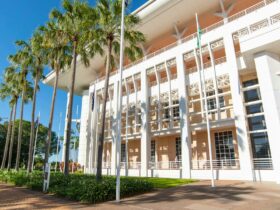 Photograph of exterior of Parliament House in Darwin on a sunny day.