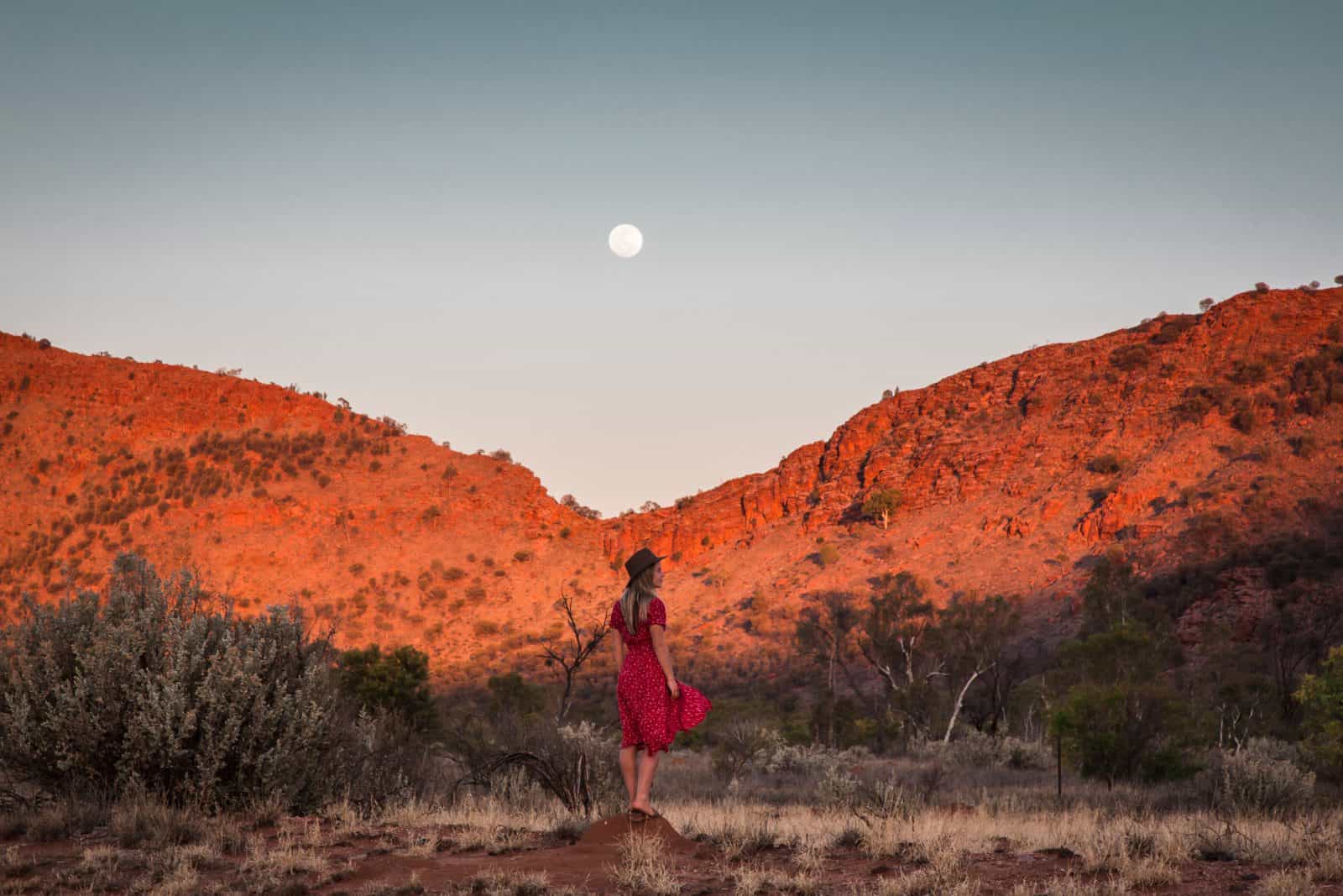 A woman exploring the West MacDonnell Ranges