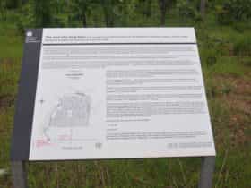 interpretative sign at Mira Road indicating the location of the cemetery.