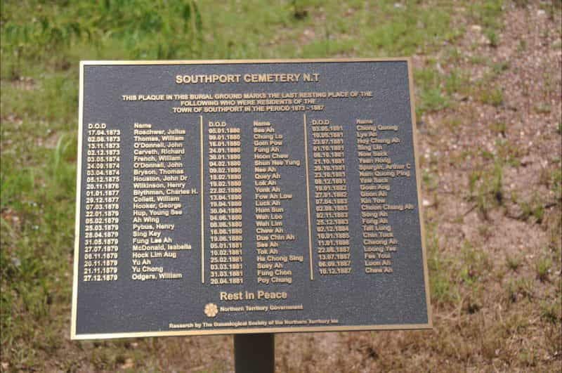 Plaque at the cemetery site – erected by the NT Government.