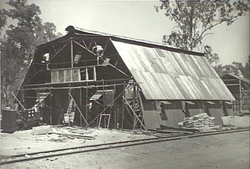 1944 - Engineers constructing new shed for power plant.