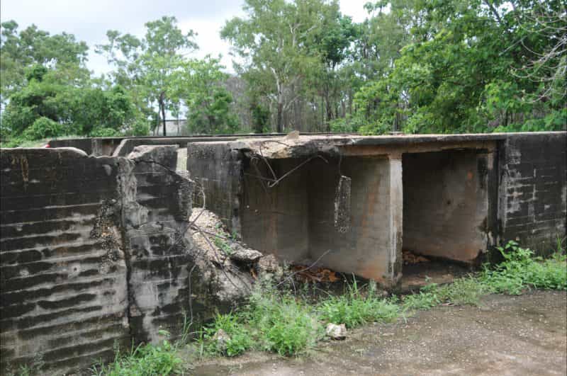 Deterioration of the concrete at one of the gun locations