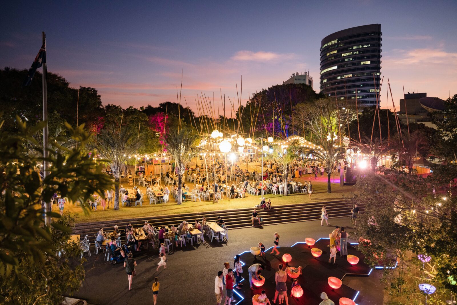 Aerial view of Festival Park, Darwin Festival