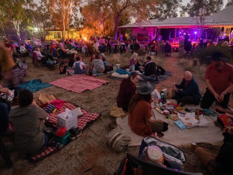 People gathering at White Gums t watch a live music performance