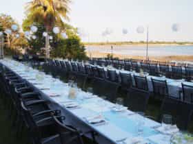 A waterfront twilight, the perfect setting for a wedding, corporate event or group dinners