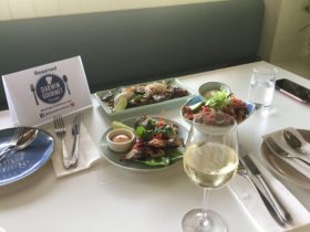 Gourmet tour seafood selection with wine