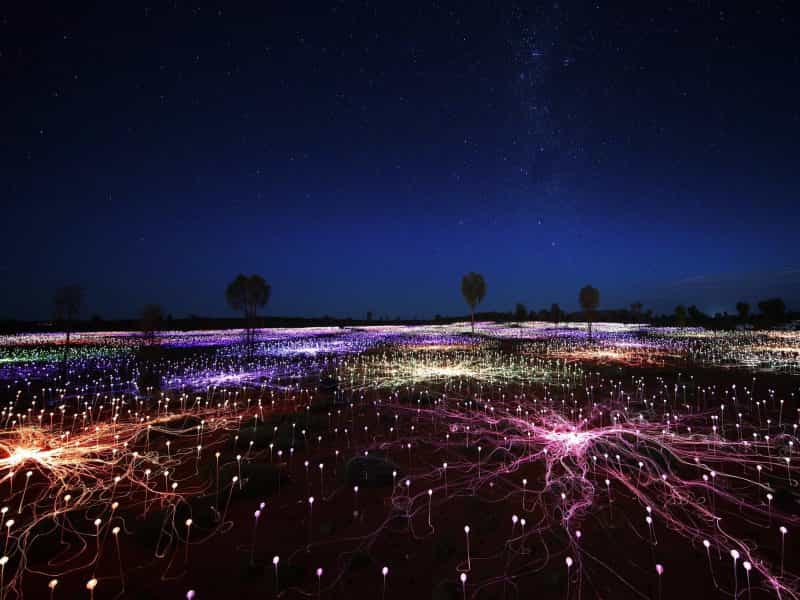 As darkness falls 50,000 glass spheres come to life