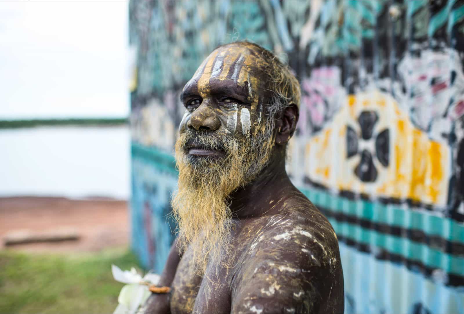 Local Tiwi Islands man in traditional body paint