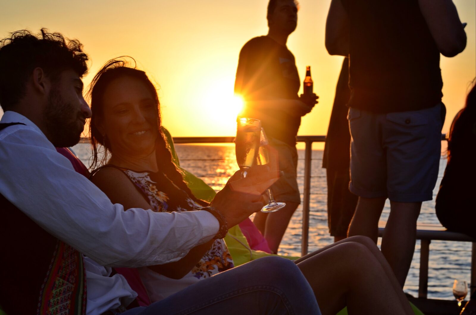 Spirit of Darwin sunset cruises, frount deck, sunset, relax, drinks, food
