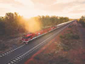 The Ghan heading south at Katherine in the Northern Territory