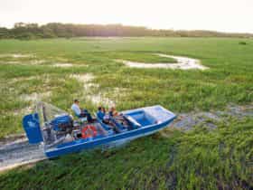 Gliding across floodplains on an airboat