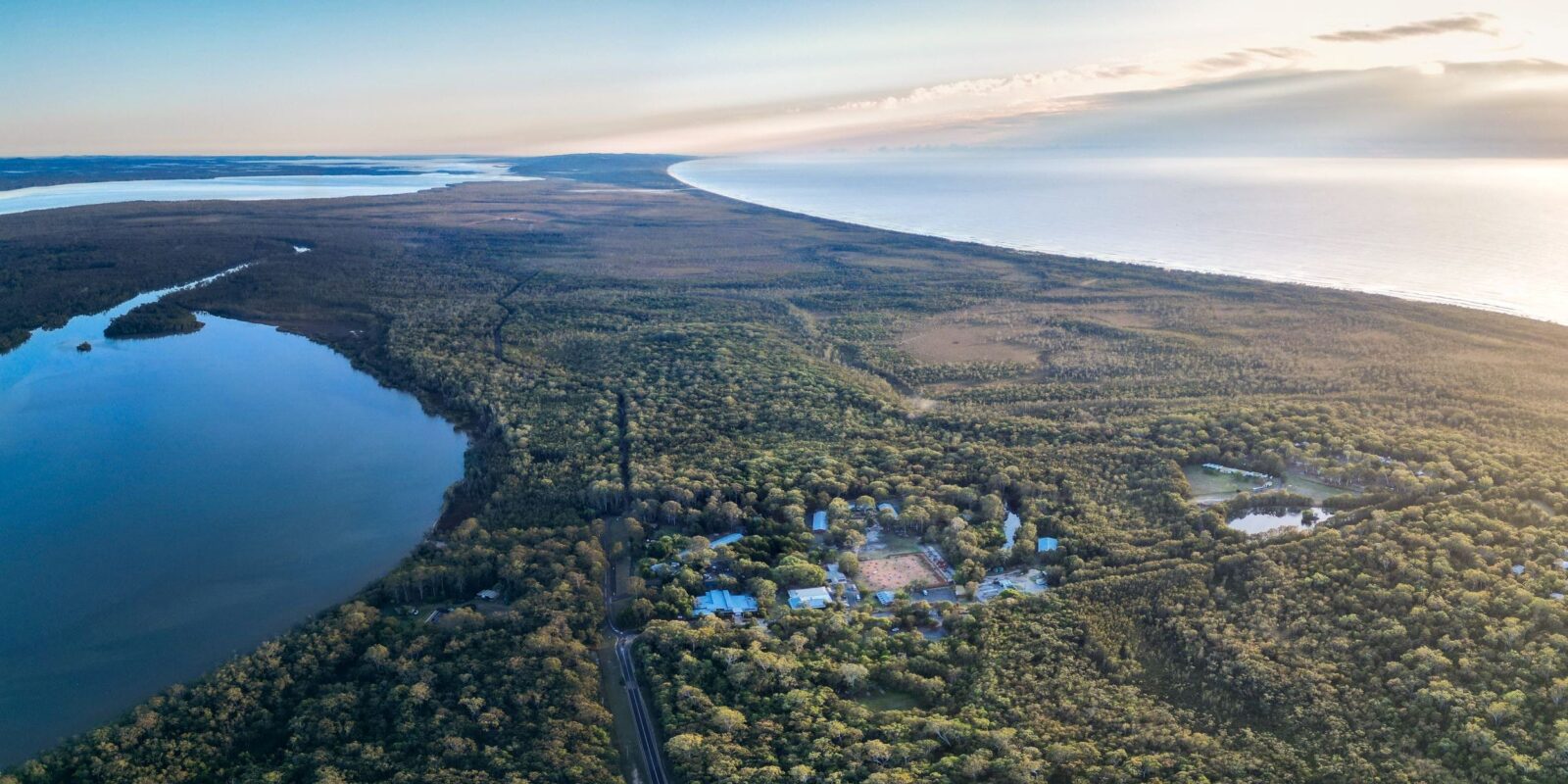 Aerial view of Noosa North Shore Retreat and surrounding area