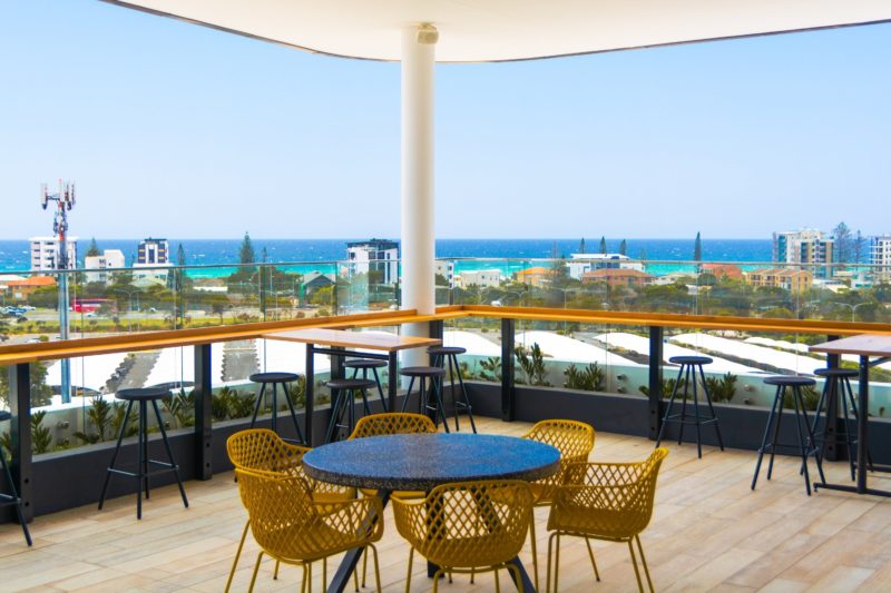 Sweeping views from Coolangatta to Surfers Paradise can be enjoyed at The Salty Fox bar