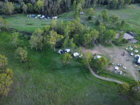This shows most of the camp area apart from over the creek.