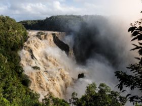 Barron Falls in full flow as seen from viewpoint