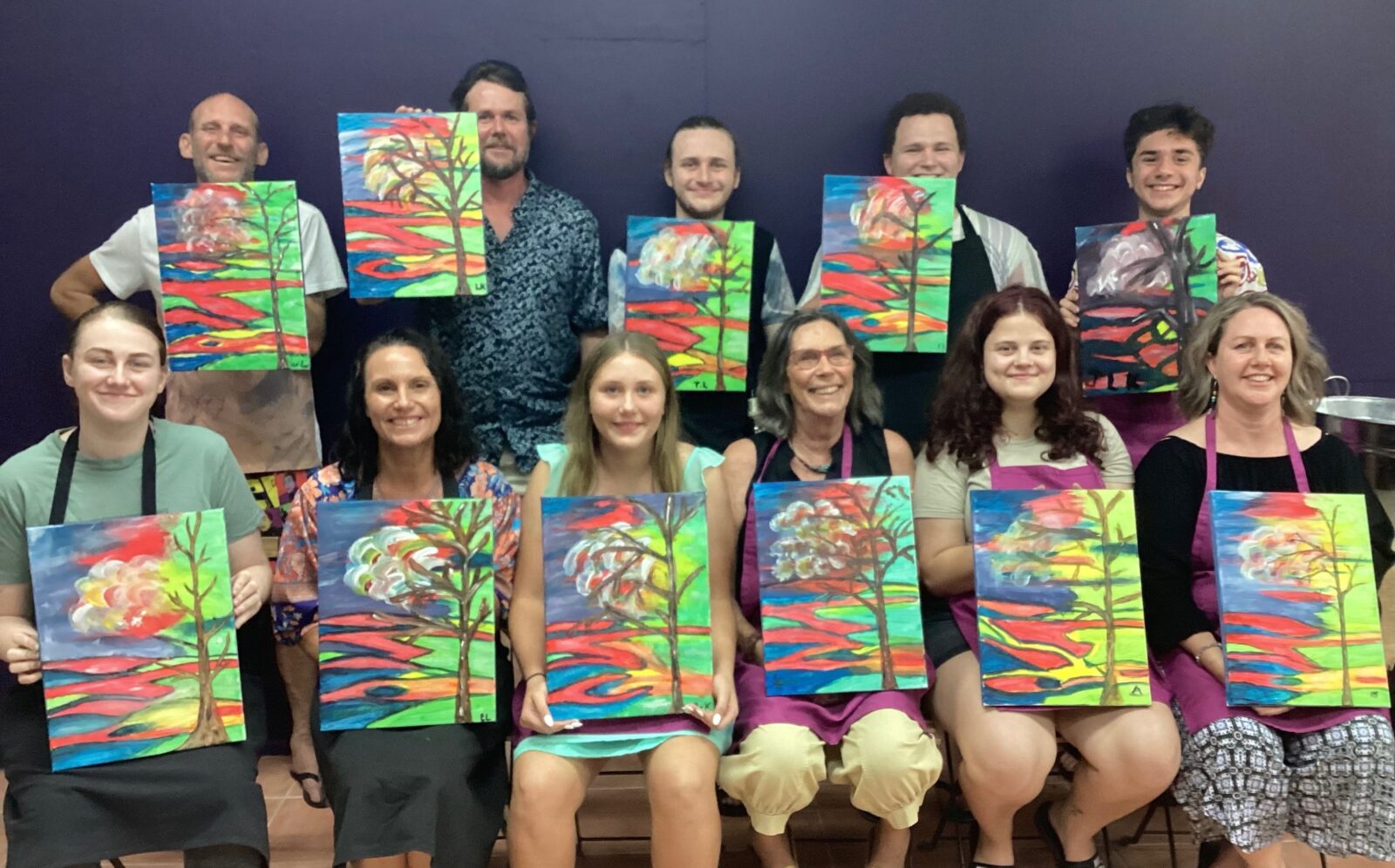 None of these people had ever painted before. The session was full of fun and laughter.