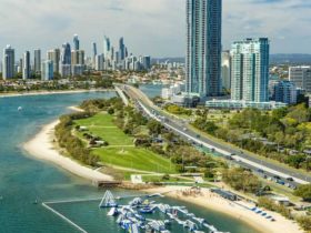 Skyline view of the Gold Coast from the Broadwater Parklands