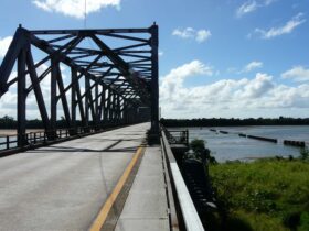 The Burdekin River Bridge is a road and rail bridge which also has a pedestrian walkway. It took ten years to complete, and was opened in 1957.