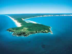 Aerial view of Double Island Point headland, Cooloola