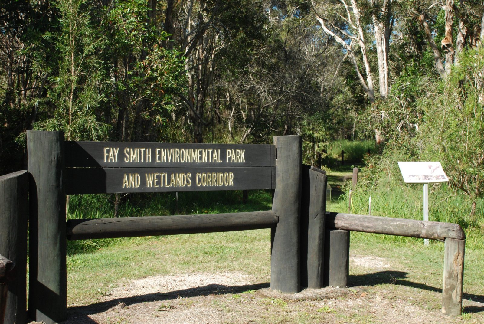 photo of the sign for Fay Smith Wetlands at the main entry point