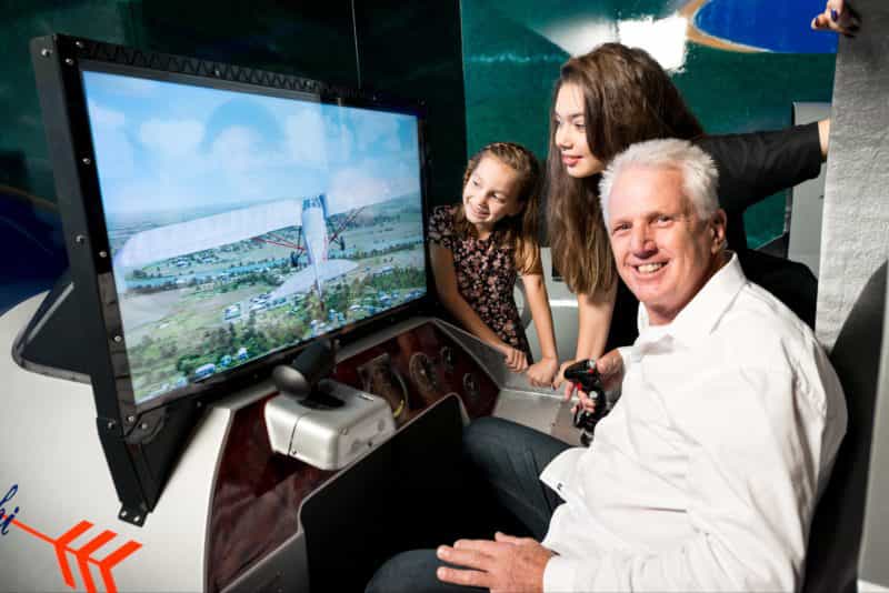 Flight simulators. Fly like Bert Hinkler. Family fun.