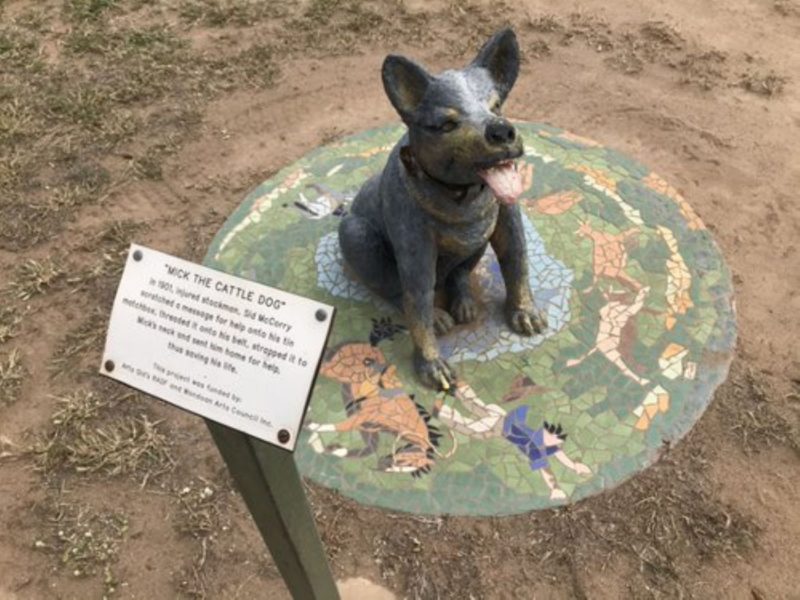 Local statue of Mick the Dog who saved the life of his owner after he fell from his horse.