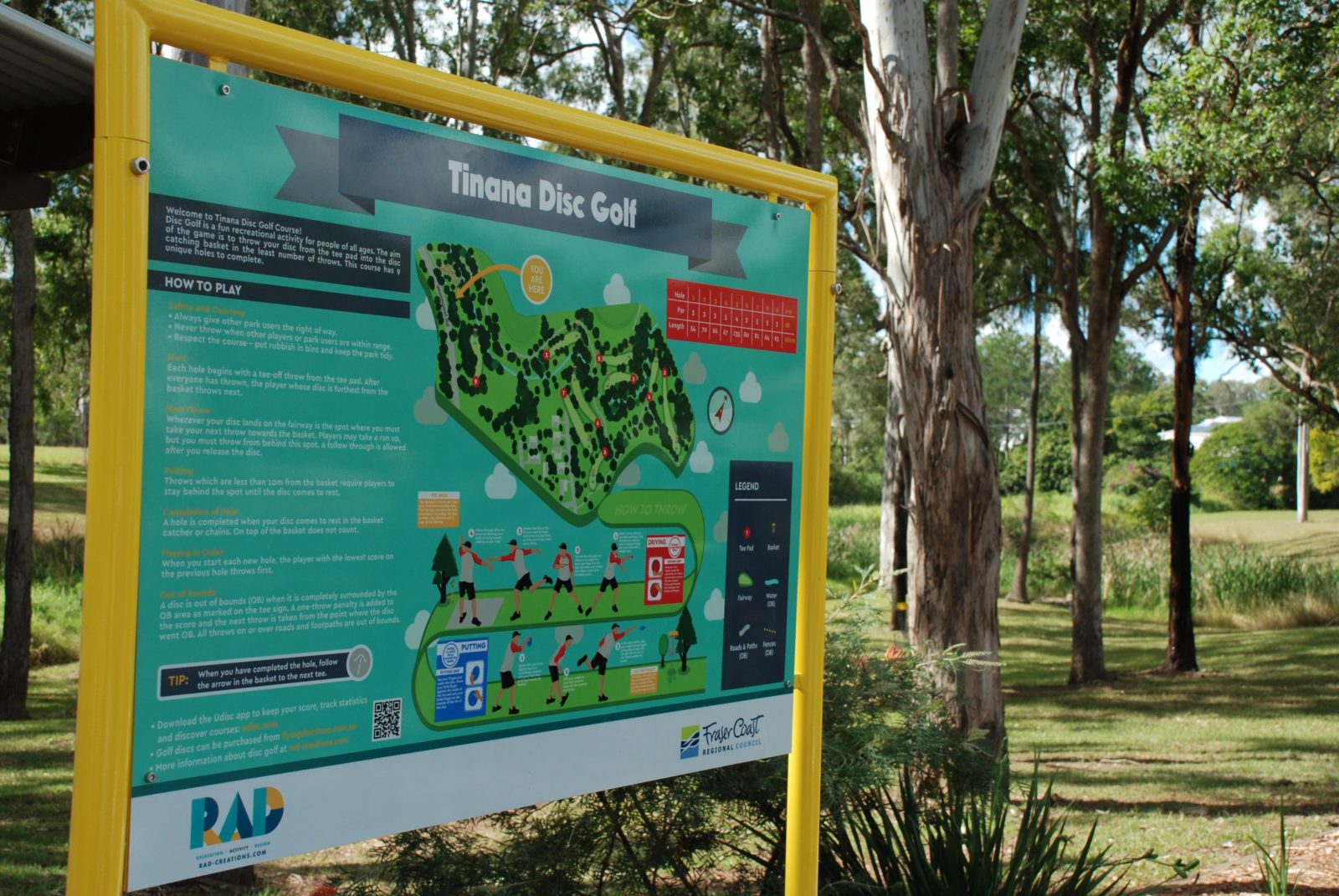 photo of signboard for disc golf at Pioneer Country park Maryborough