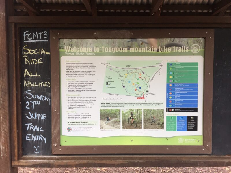 photo showing an informationboard art the start point to Toogoom Mountain Bike trails