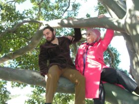 Two Mt Cotton Drama Group Actors in a Tree