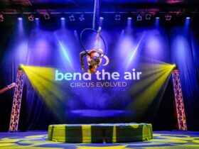 Aerial hoop performer at Bend The Air circus competition.