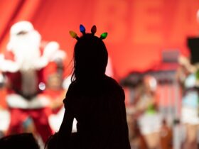 Child watching Santa on stage