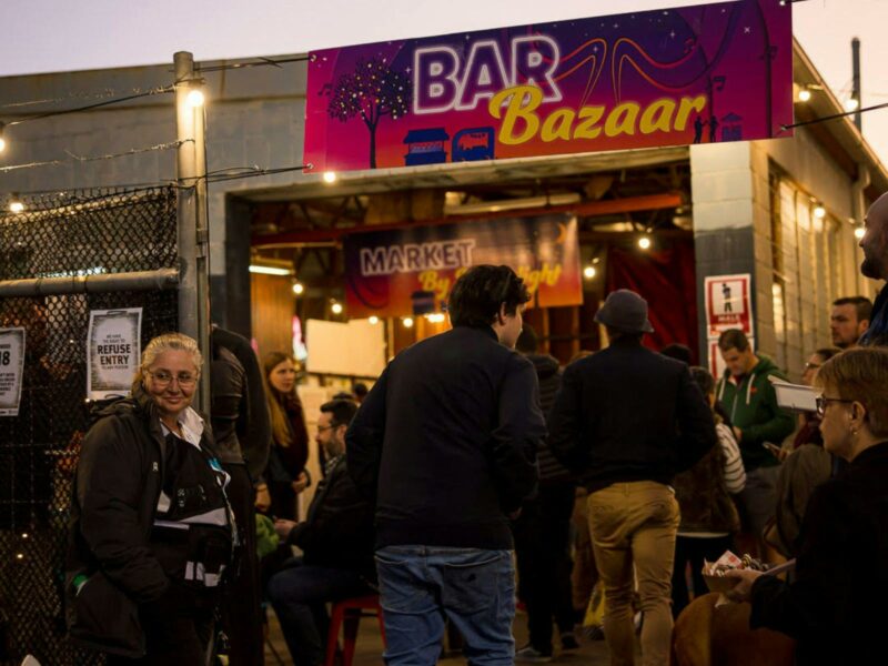 People lining up in front of Pop up Bar at Nundah by Night markets