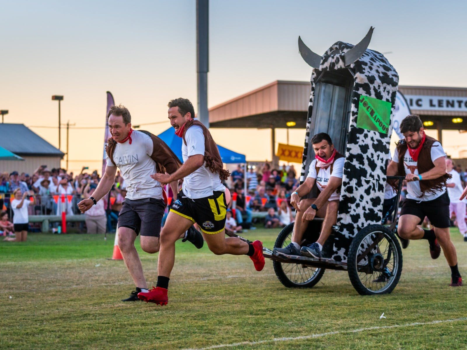 Competitors racing in Australian Dunny Derby
