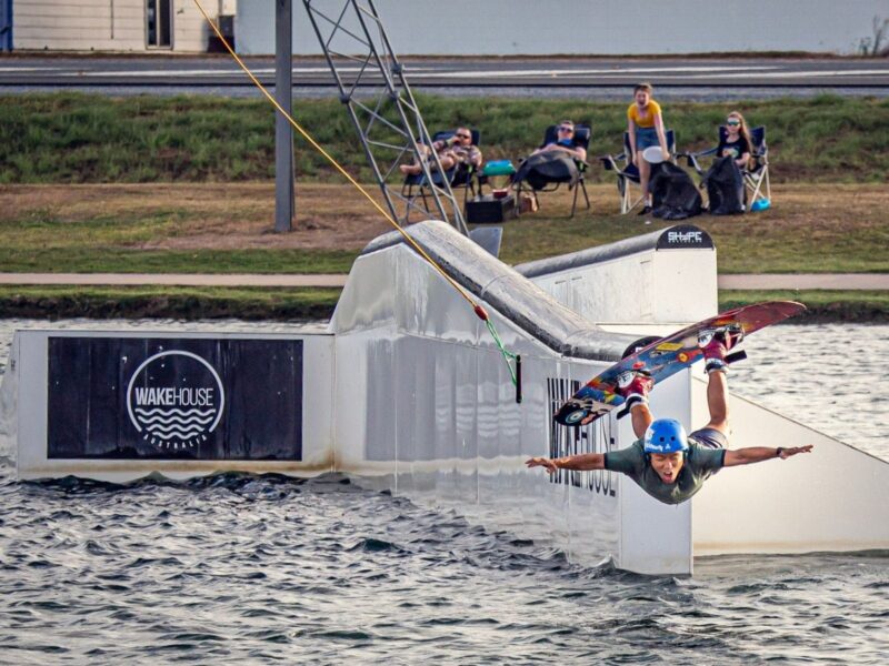Crash landing for one wakeboarding competitor at Wake House Australia