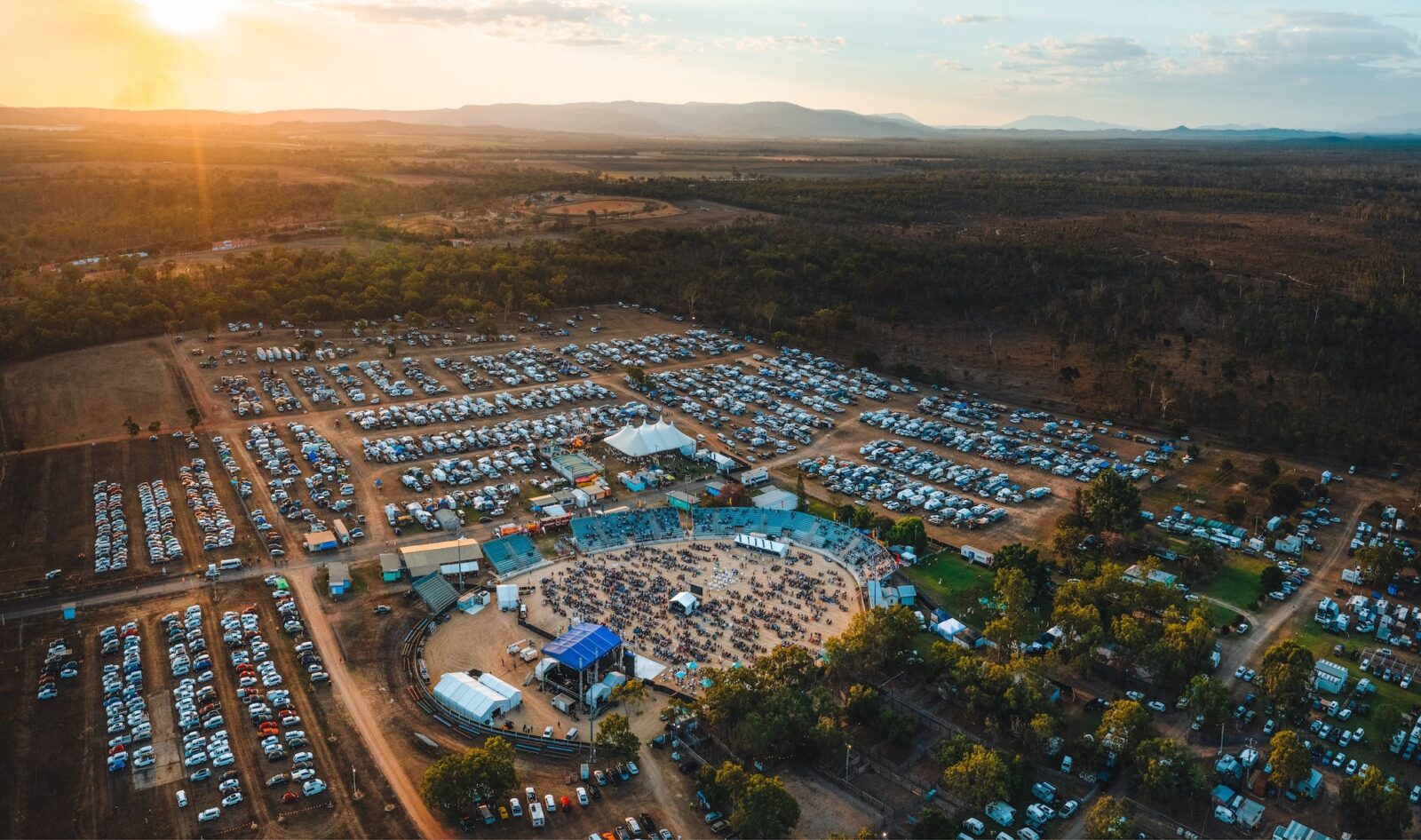 Aerial view of Savannah in the Round (Mareeba Rodeo Arena and campgrounds)