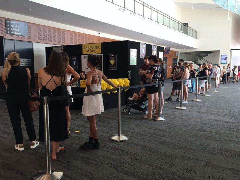 Attendees lining up to enter Your Local Wedding Guide Gold Coast Expo.