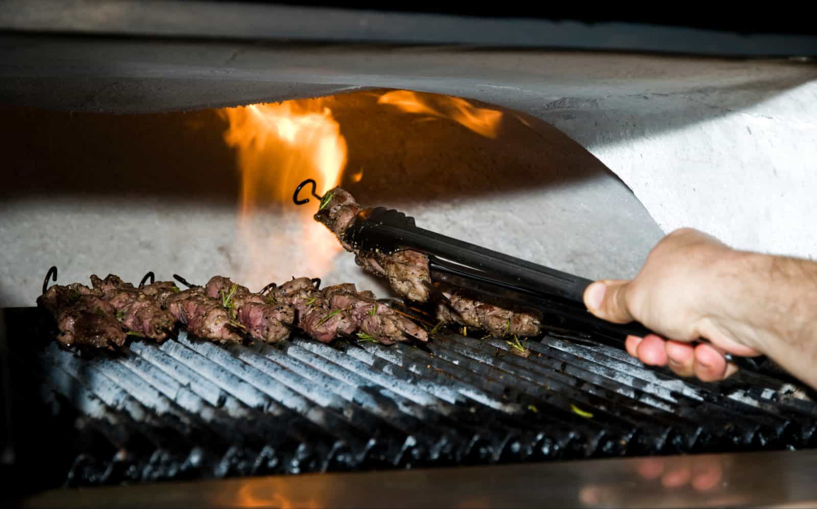 Grilling Rosemary and Garlic Lamb Skewers in the Taboon Oven