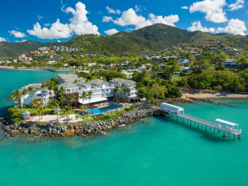 Aerial image of the Coral Sea Resort Hotel at Coral Sea Marina Resort