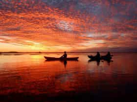 Kayaking at sunset in 1770
