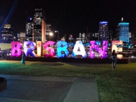Brisbane at night from Southbank