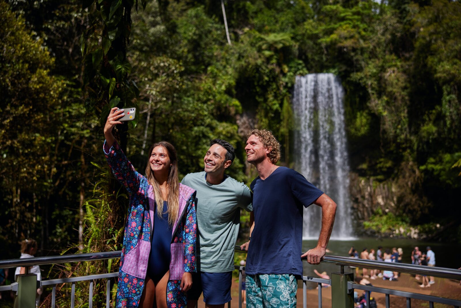 Selfies at Millaa Millaa Falls, Atherton Tablelands with Barefoot Tours