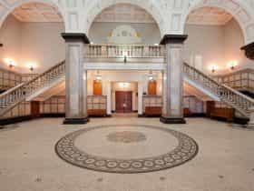 Brisbane City Hall foyer with marble staircase