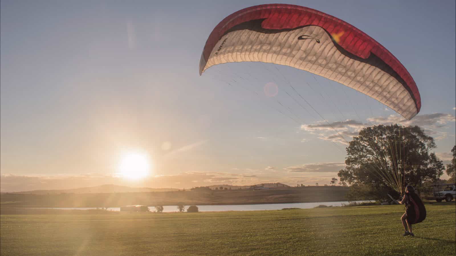 paragliding at the turf farm in Canungra