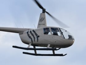 Sandstone coloured Helicopter with black decals