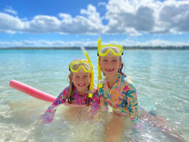 Kids snorkelling K'gari Fraser Island
