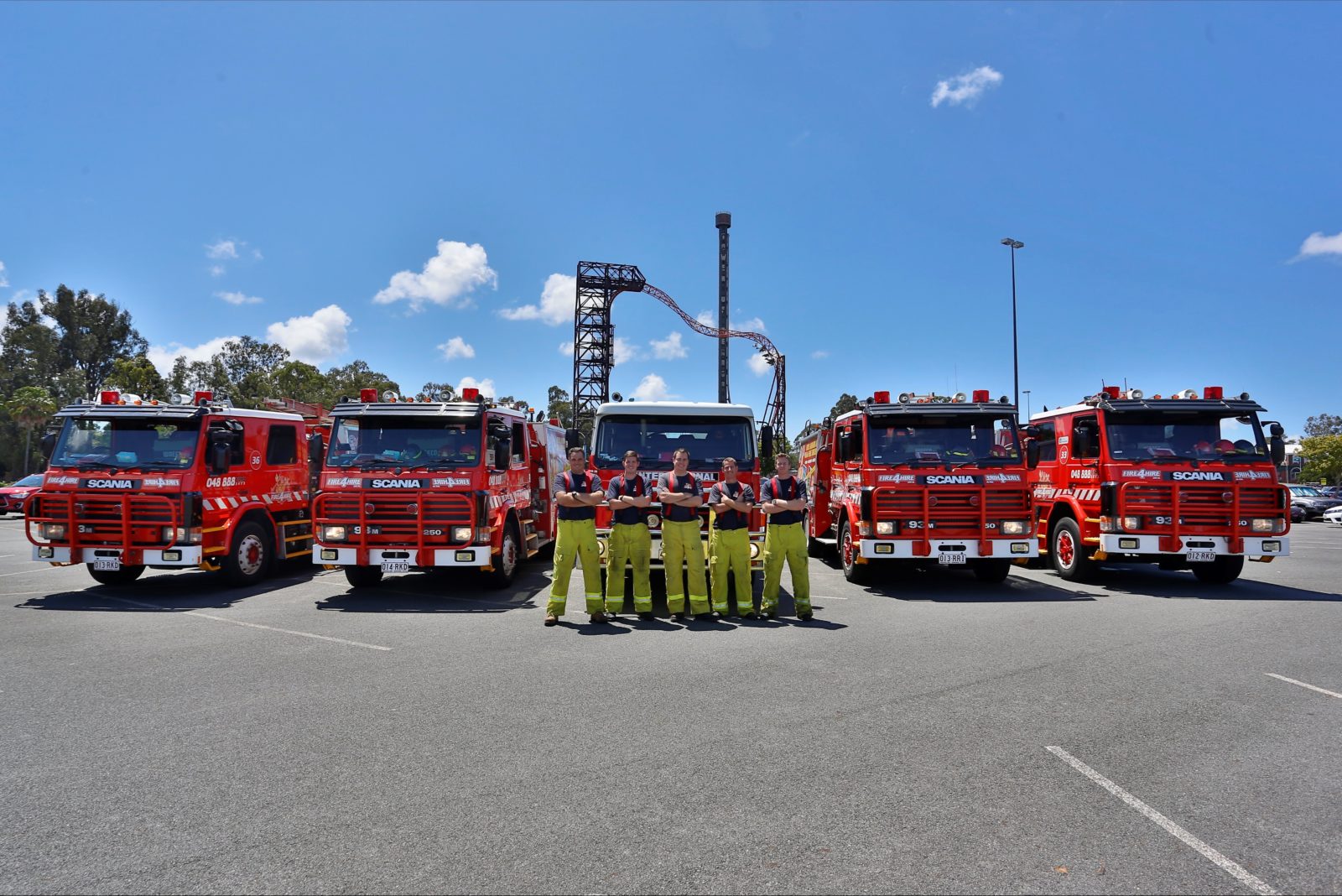 Fire trucks & firefighters available for tourism transport, airports, hotels, theme parks.
